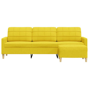 vidaXL Canapé 3 places avec pouf Jaune clair 210 cm Tissu