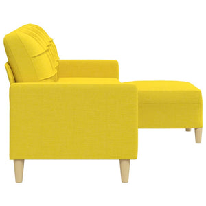 vidaXL Canapé 3 places avec pouf Jaune clair 210 cm Tissu