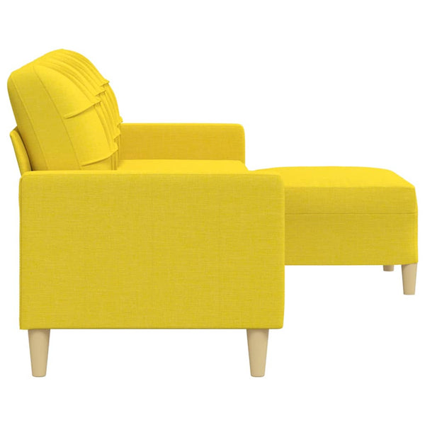 vidaXL Canapé 3 places avec pouf Jaune clair 210 cm Tissu