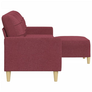 vidaXL Canapé 3 places avec pouf Rouge bordeaux 210 cm Tissu