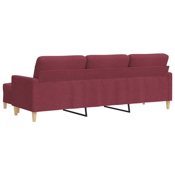 vidaXL Canapé 3 places avec pouf Rouge bordeaux 210 cm Tissu