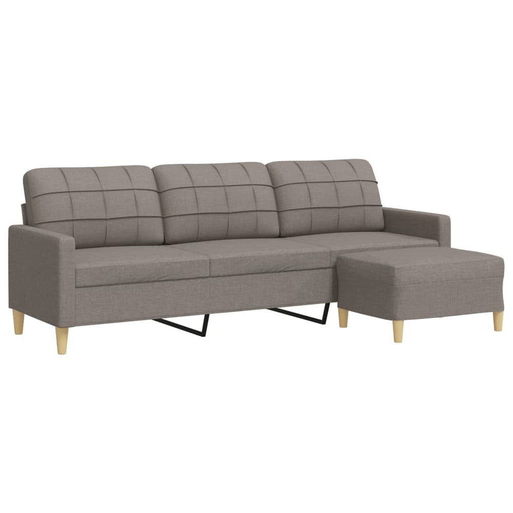 3-Sitzer Sofa mit Hocker Taupe Stoff 210 cm