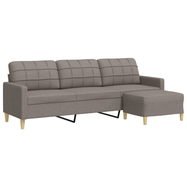 3-Sitzer Sofa mit Hocker Taupe Stoff 210 cm