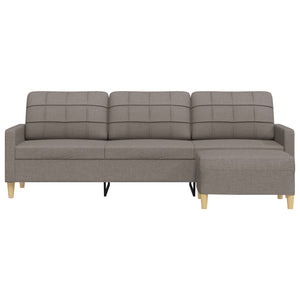 3-Sitzer Sofa mit Hocker Taupe Stoff 210 cm