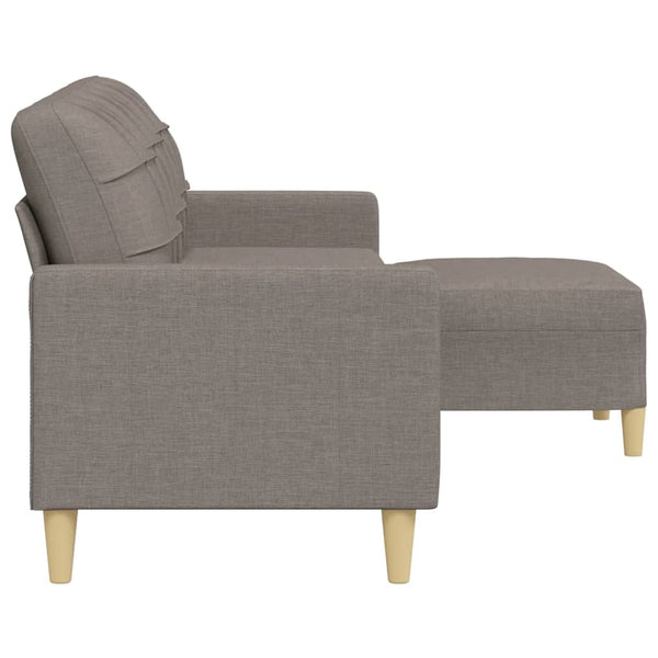 3-Sitzer Sofa mit Hocker Taupe Stoff 210 cm