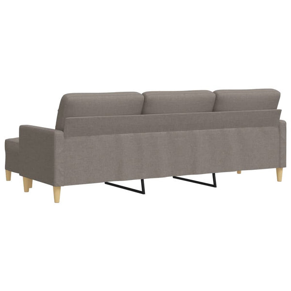 3-Sitzer Sofa mit Hocker Taupe Stoff 210 cm