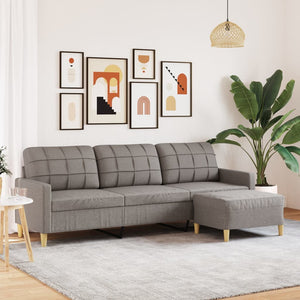 3-Sitzer Sofa mit Hocker Taupe Stoff 210 cm