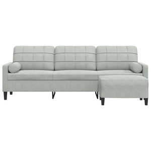 vidaXL Canapé 3 places avec pouf Gris clair 210 cm Velours