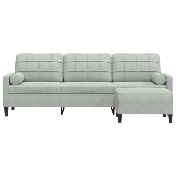 vidaXL Canapé 3 places avec pouf Gris clair 210 cm Velours
