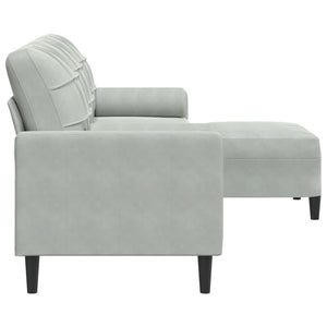 vidaXL Canapé 3 places avec pouf Gris clair 210 cm Velours