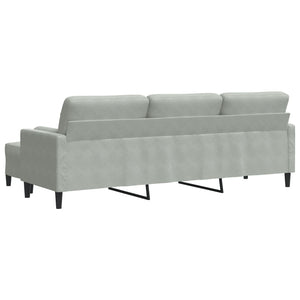 vidaXL Canapé 3 places avec pouf Gris clair 210 cm Velours