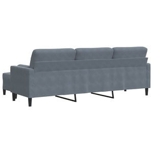 3-Sitzer Samt Sofa mit Hocker Dunkelgrau