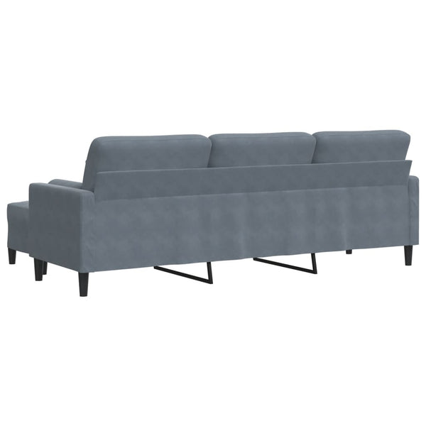3-Sitzer Samt Sofa mit Hocker Dunkelgrau