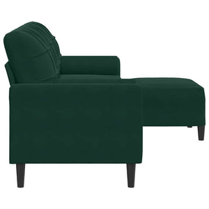 3-Sitzer Samt Sofa mit Hocker Dunkelgrün