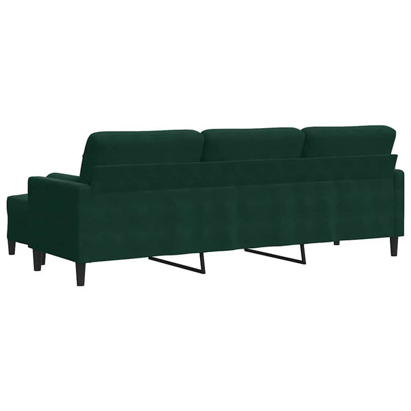 3-Sitzer Samt Sofa mit Hocker Dunkelgrün
