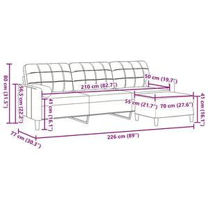 3-Sitzer Samt Sofa mit Hocker Dunkelgrün