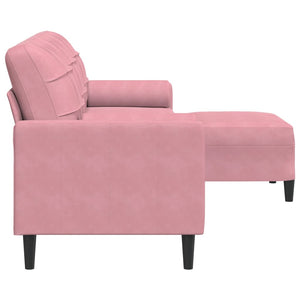 3-Sitzer Sofa mit Hocker Rosa Samt