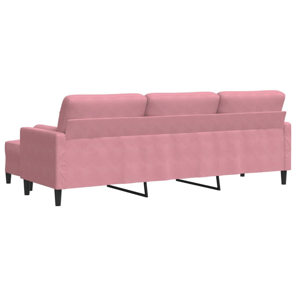 3-Sitzer Sofa mit Hocker Rosa Samt