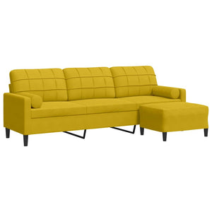 vidaXL Canapé 3 places avec pouf Jaune 210 cm Velours