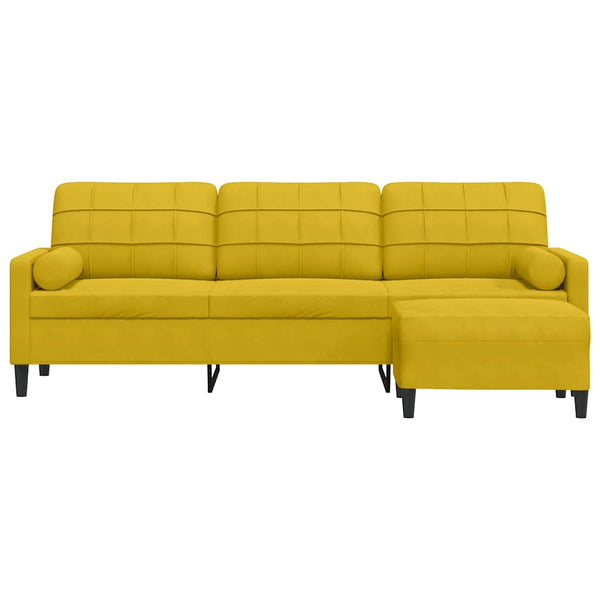 vidaXL Canapé 3 places avec pouf Jaune 210 cm Velours