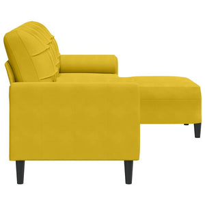 vidaXL Canapé 3 places avec pouf Jaune 210 cm Velours