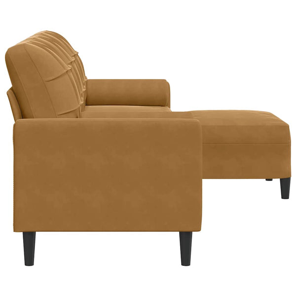 vidaXL Canapé à 3 places avec pouf Marron 210 cm Velours