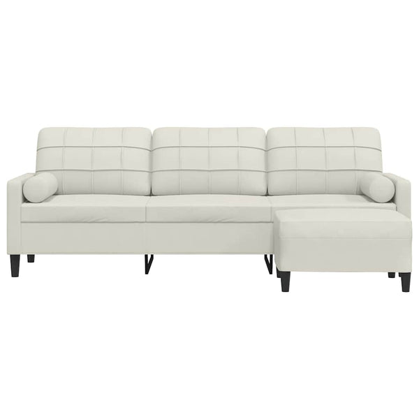 3-Sitzer Sofa mit Hocker Creme Samt