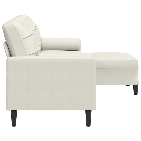 3-Sitzer Sofa mit Hocker Creme Samt