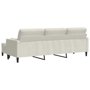 3-Sitzer Sofa mit Hocker Creme Samt