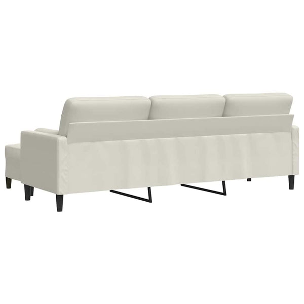 3-Sitzer Sofa mit Hocker Creme Samt