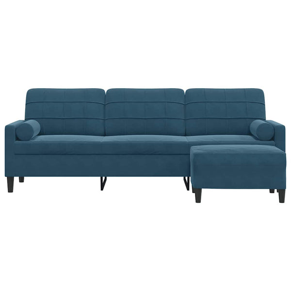 3-Sitzer Sofa mit Hocker Blau Samt 210cm