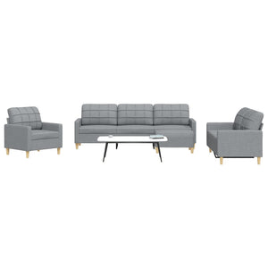 4-tlg. Sofagarnitur mit Hocker, Hellgrau