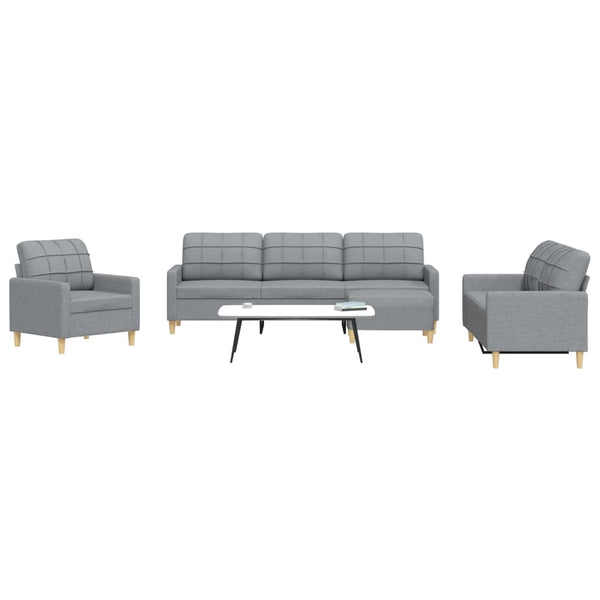 4-tlg. Sofagarnitur mit Hocker, Hellgrau