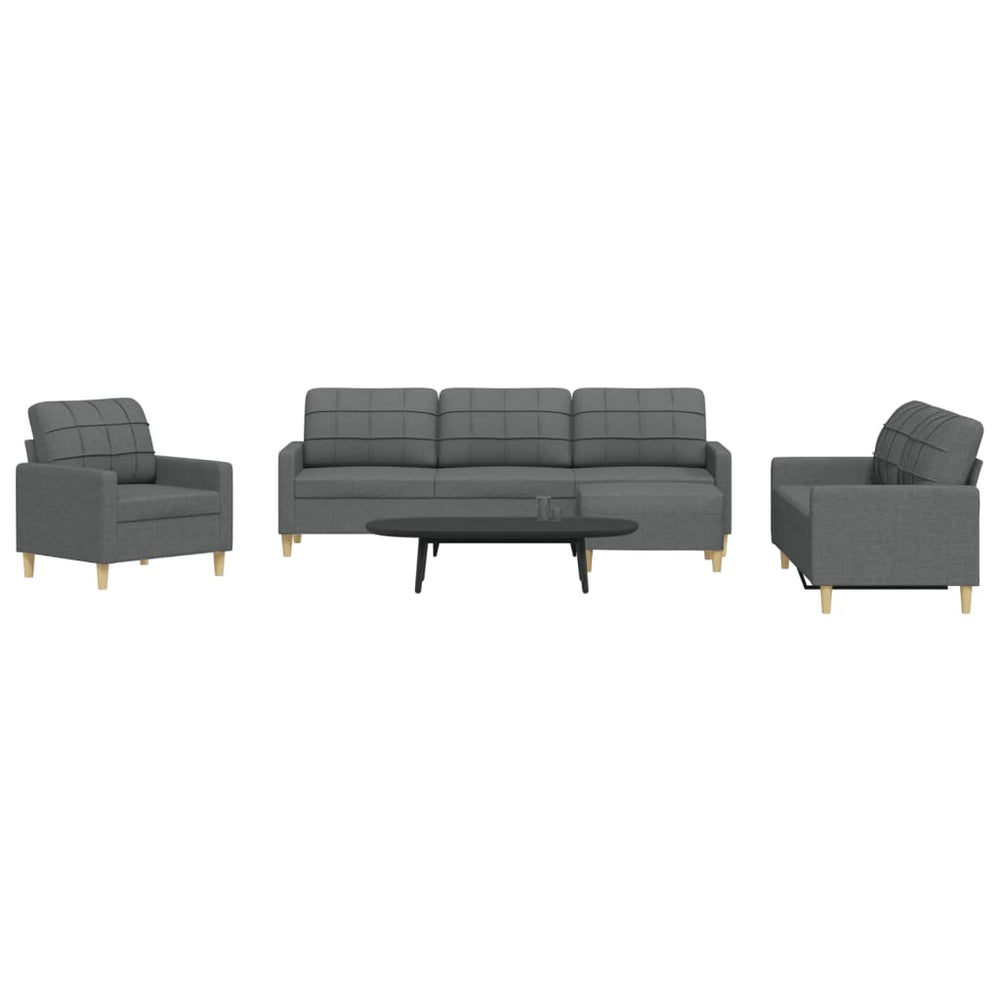 4-tlg. Sofagarnitur mit Hocker Dunkelgrau