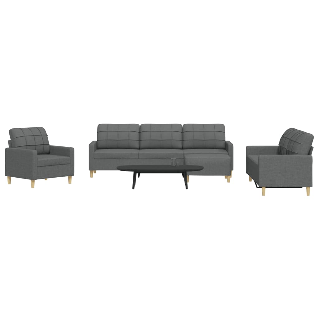 4-tlg. Sofagarnitur mit Hocker Dunkelgrau