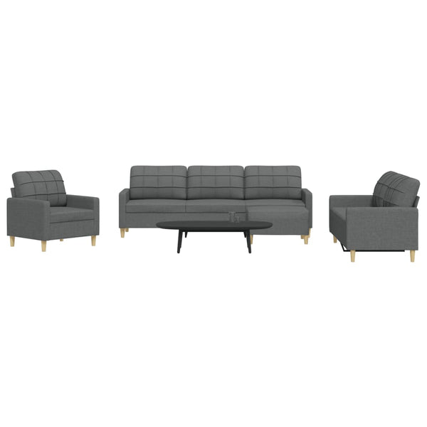 4-tlg. Sofagarnitur mit Hocker Dunkelgrau