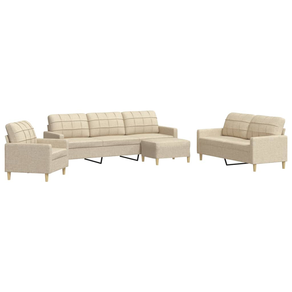 4-tlg. Sofagarnitur mit Hocker, Creme