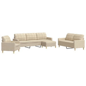 4-tlg. Sofagarnitur mit Hocker, Creme