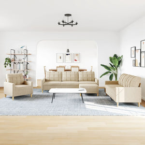 4-tlg. Sofagarnitur mit Hocker, Creme