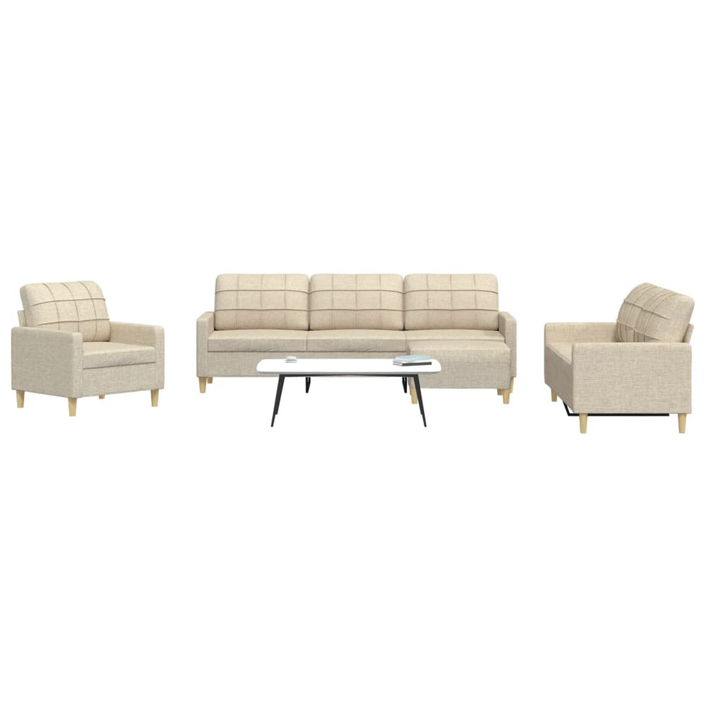4-tlg. Sofagarnitur mit Hocker, Creme