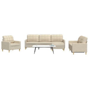 4-tlg. Sofagarnitur mit Hocker, Creme