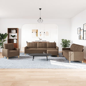 4-tlg. Sofagarnitur mit Hocker, Braun