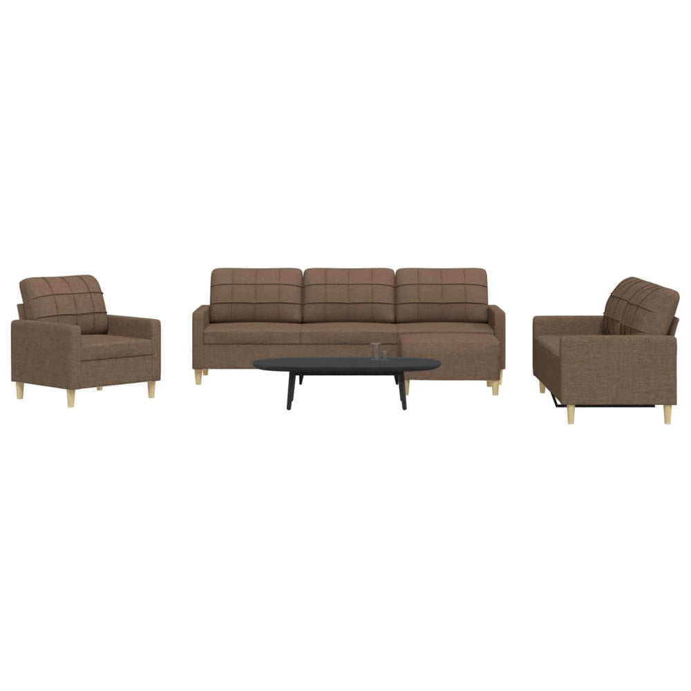 4-tlg. Sofagarnitur mit Hocker, Braun
