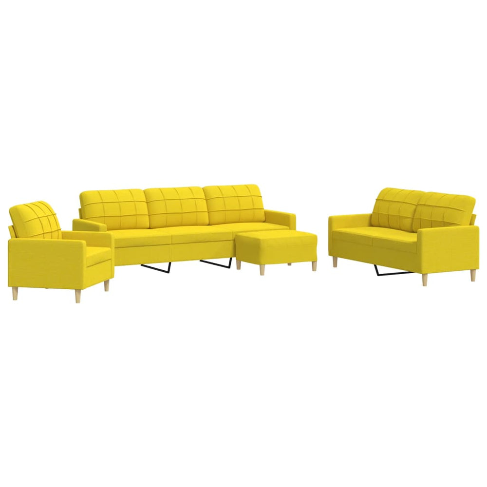 4-teilige Sofagarnitur mit Hocker, Hellgelb