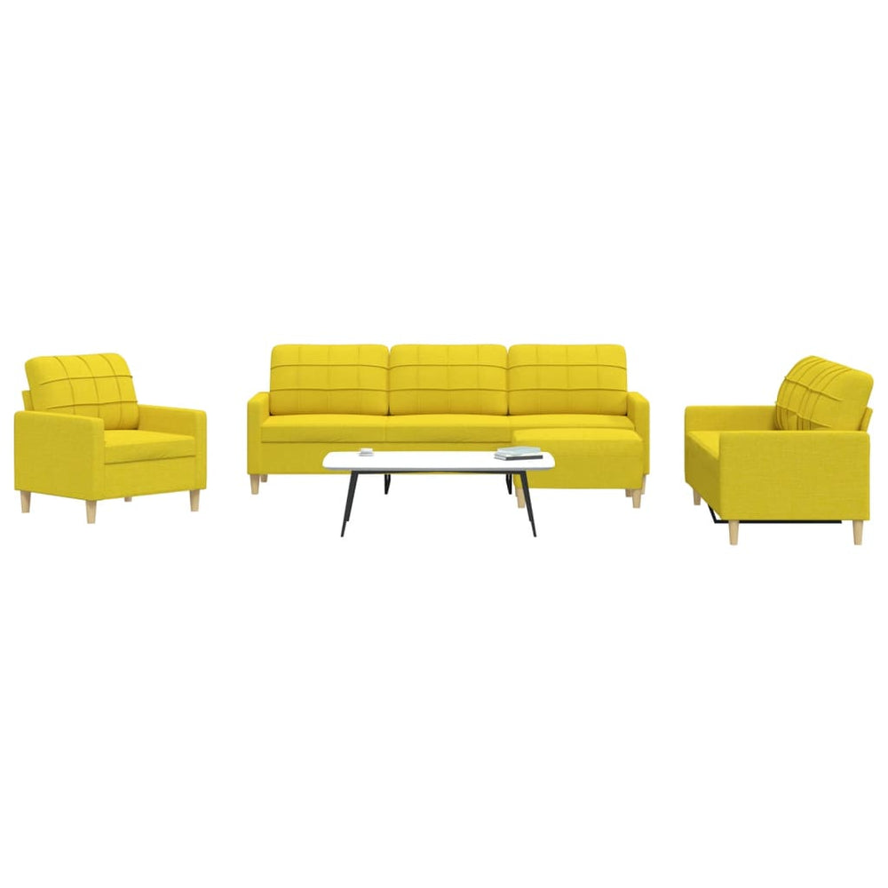 4-teilige Sofagarnitur mit Hocker, Hellgelb