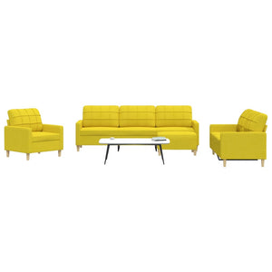 4-teilige Sofagarnitur mit Hocker, Hellgelb