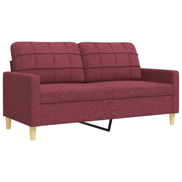 4-teilige Sofagarnitur mit Hocker, Weinrot