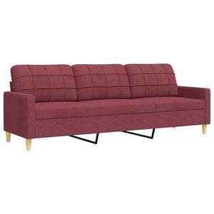 4-teilige Sofagarnitur mit Hocker, Weinrot