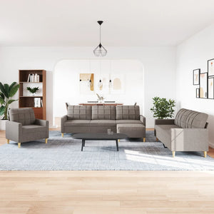 4-teilige Sofagarnitur mit Hocker Taupe