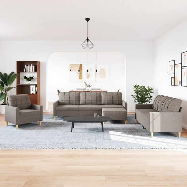 4-teilige Sofagarnitur mit Hocker Taupe